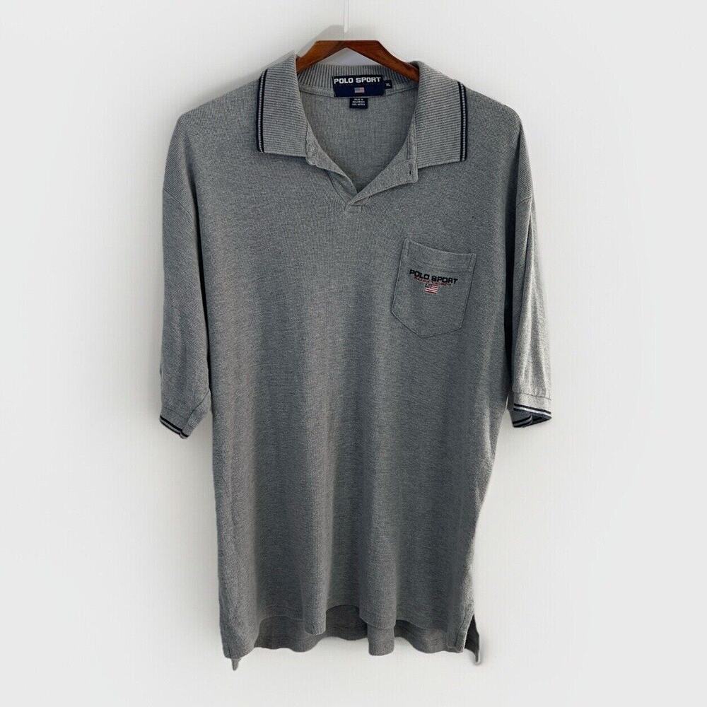 Ralph Lauren Sport Polo Shirt Mens Size XL Gray Short Sleeve Pullover